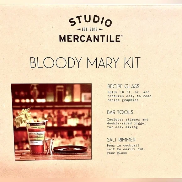 Bloody Mary Mixing Set Stainless Swirl Spoon & Jigger/Shot,Salt Spinner NWT​​ - Picture 2 of 5